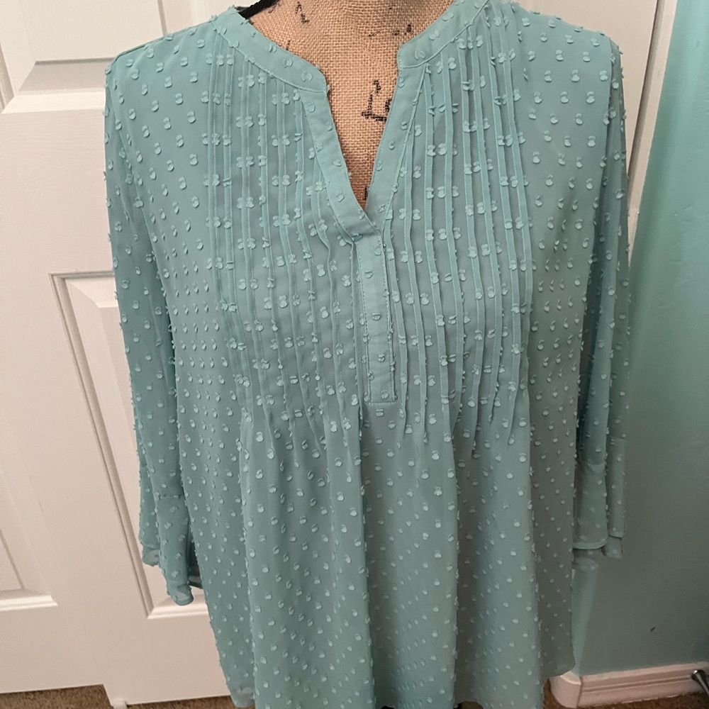 JUSTED REDUCED Charter Club Teal Textured Blouse